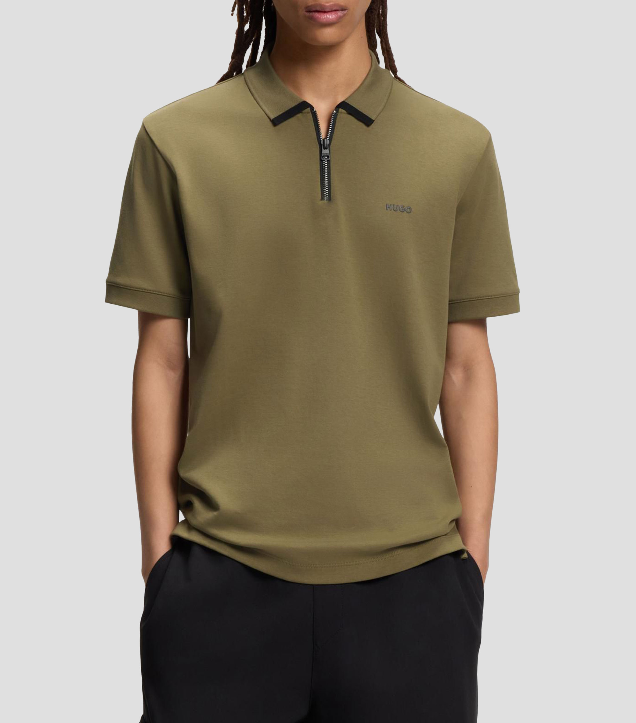 Polo de piqué de algodón con logo en contraste Hombre